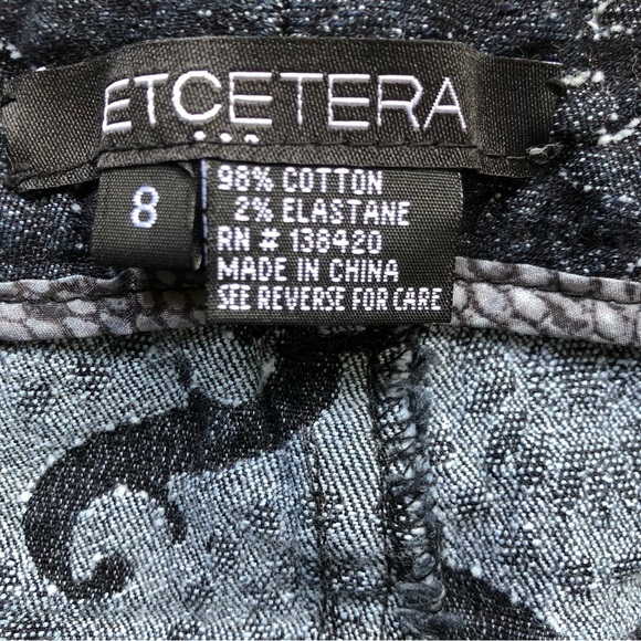 Etcetera Embossed Black Flare 5 Pocket Jeans Size 8 - Picture 7 of 8